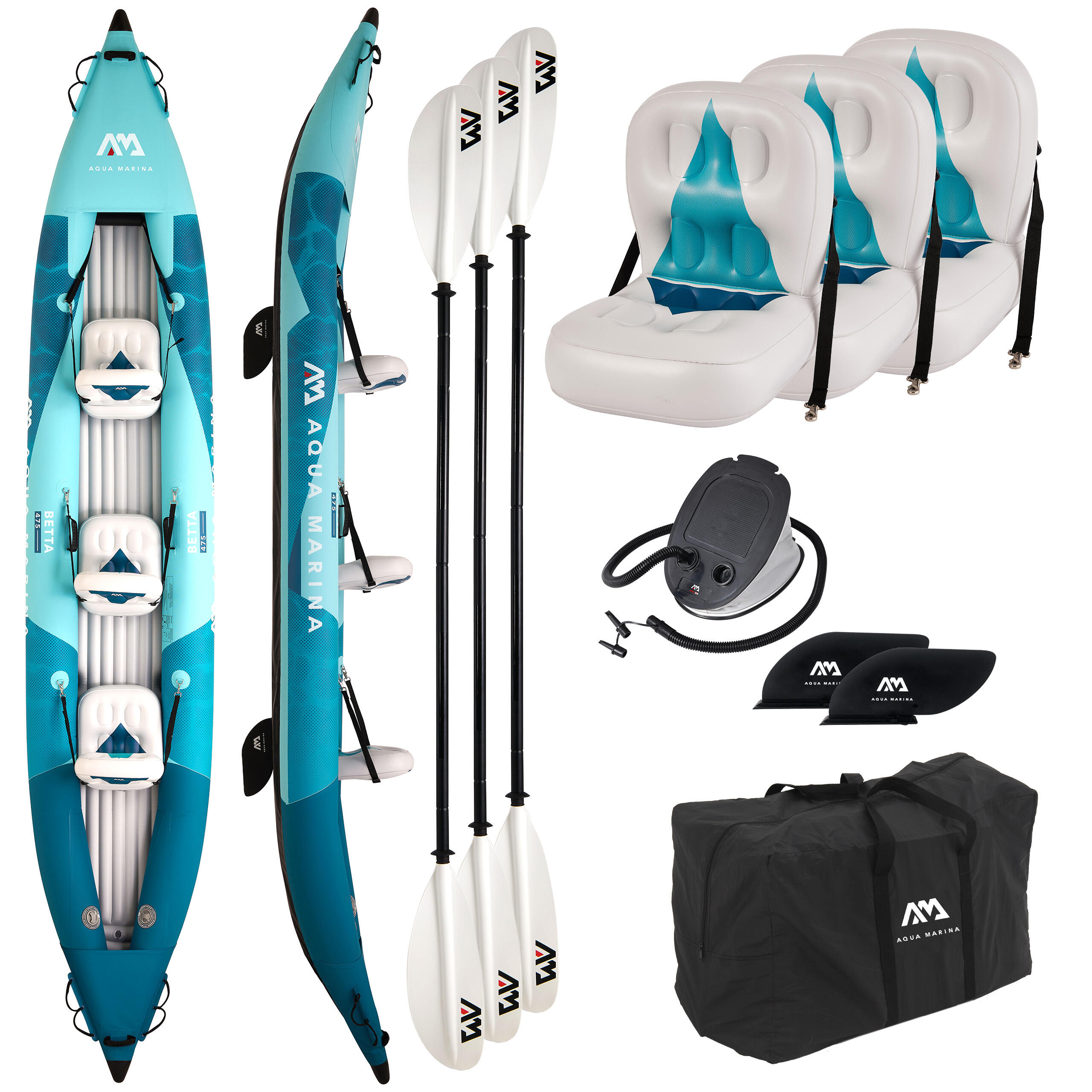 Aqua Marina Betta 475 Blue — 3-osobowy pneumatyczny kajak dla rodziny